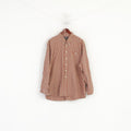Globe Trotter Men XXL Casual Shirt Beige Red Check Vintage Cotton Long Sleeve Top