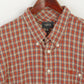 Globe Trotter Men XXL Casual Shirt Beige Red Check Vintage Cotton Long Sleeve Top
