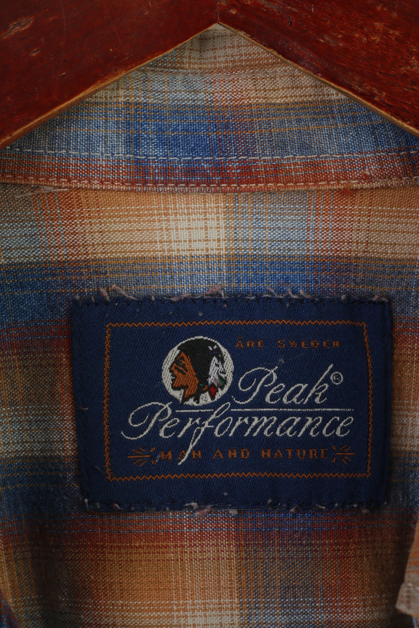 Peak Performance Women M Casual Shirt Marron Délavé Check Cotton Outdoor Top