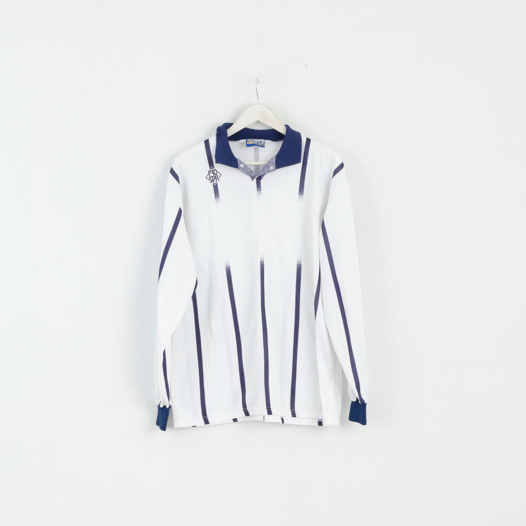 PROSTAR Team Spirit Men XL Polo Shirt White Football Long Sleeve Retro Top