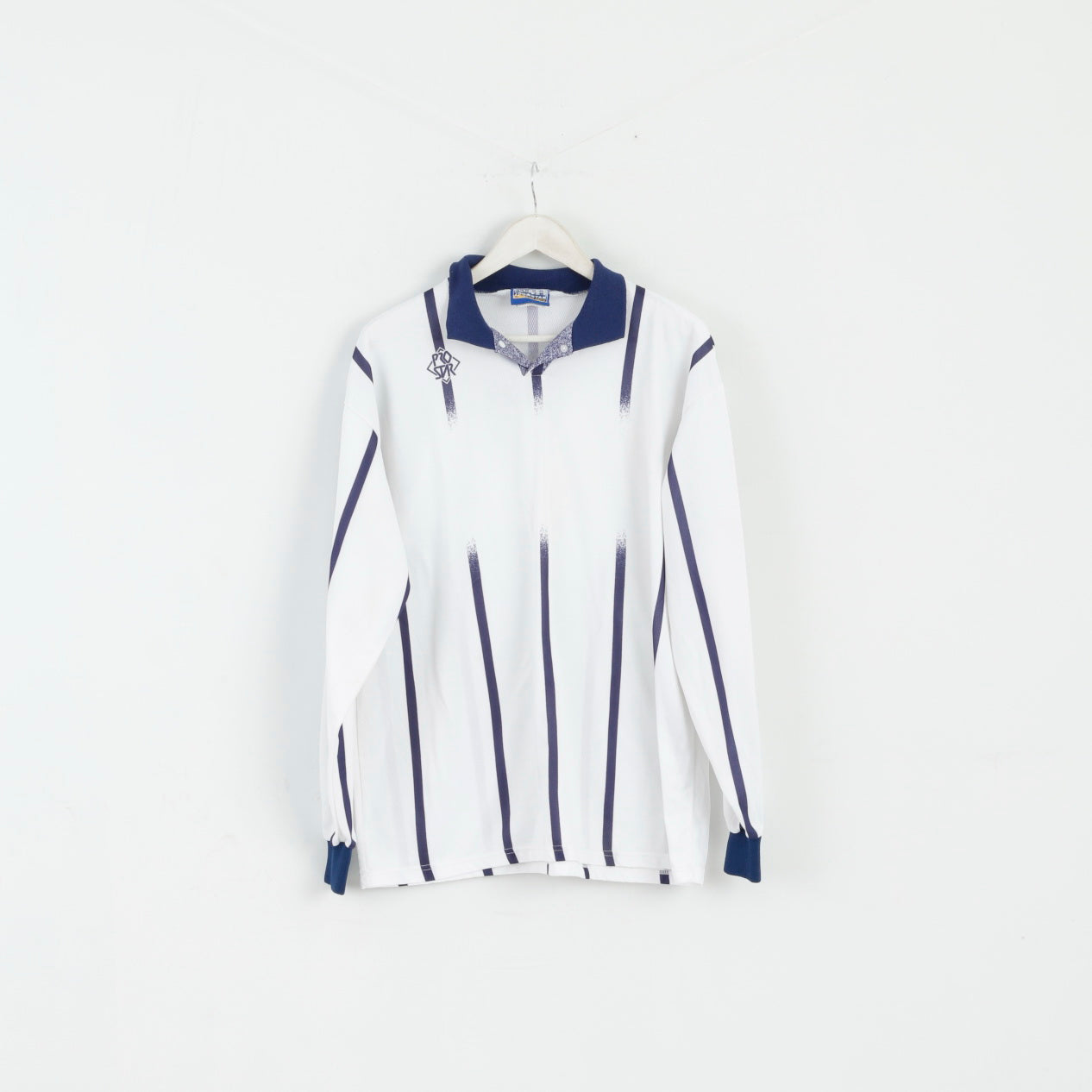 PROSTAR Team Spirit Men XL Polo Shirt White Football Long Sleeve Retro Top