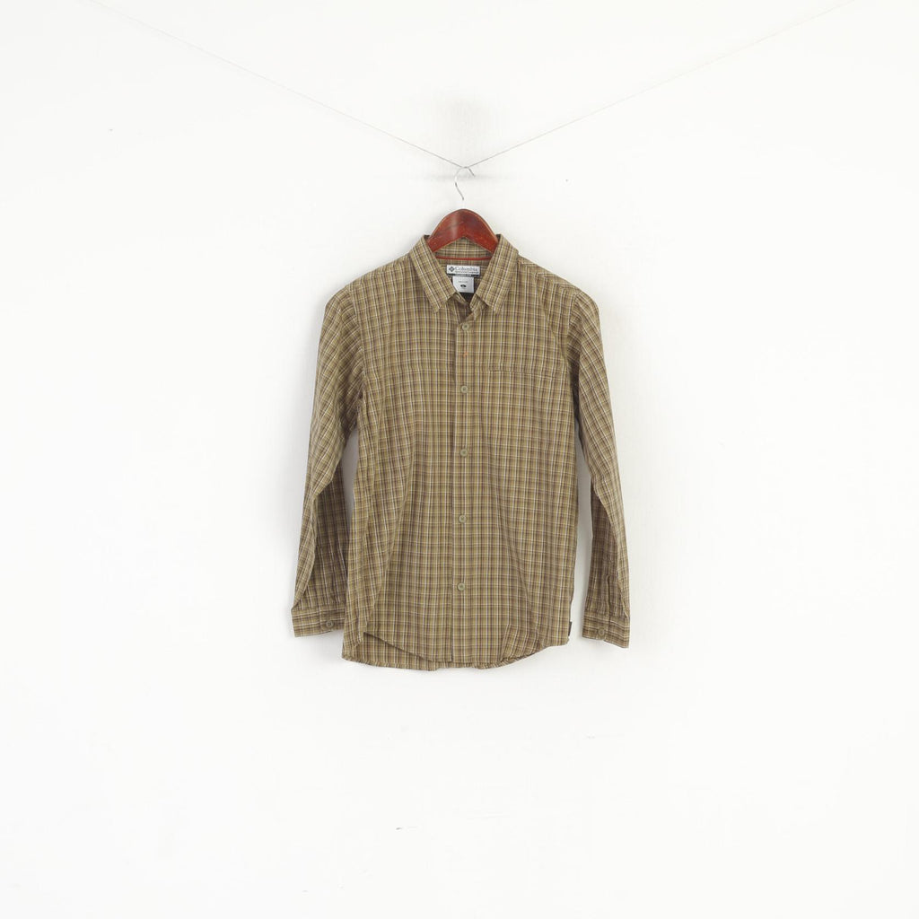 Columbia Sportswear Company Youth L 12 Age Casual Shirt Check Khaki Cotton Top