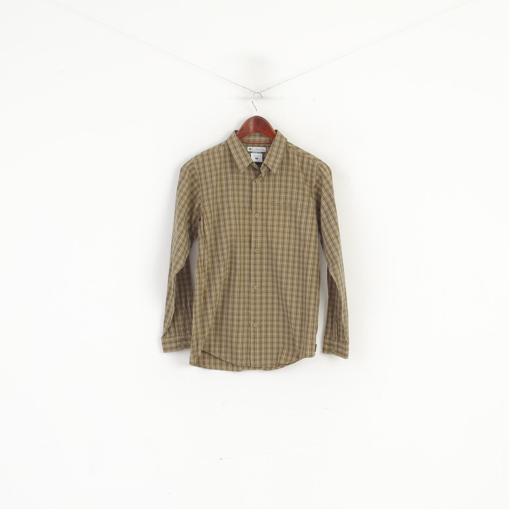 Columbia Sportswear Company Youth L 12 Age Casual Shirt Check Khaki Cotton Top