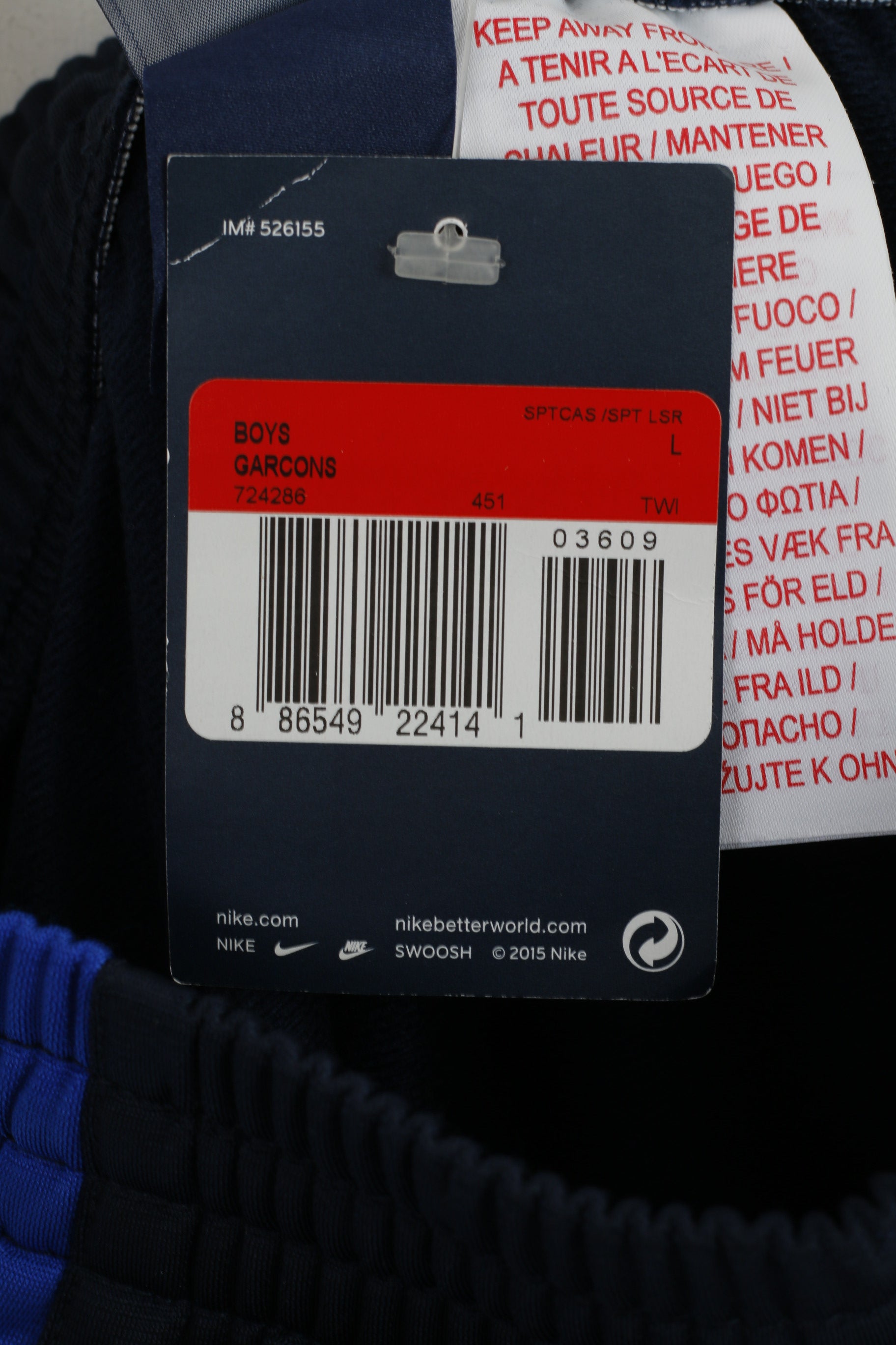 New Nike Youth 12-13 Age Sweatpants Navy Garcons Shiny Track Bottoms
