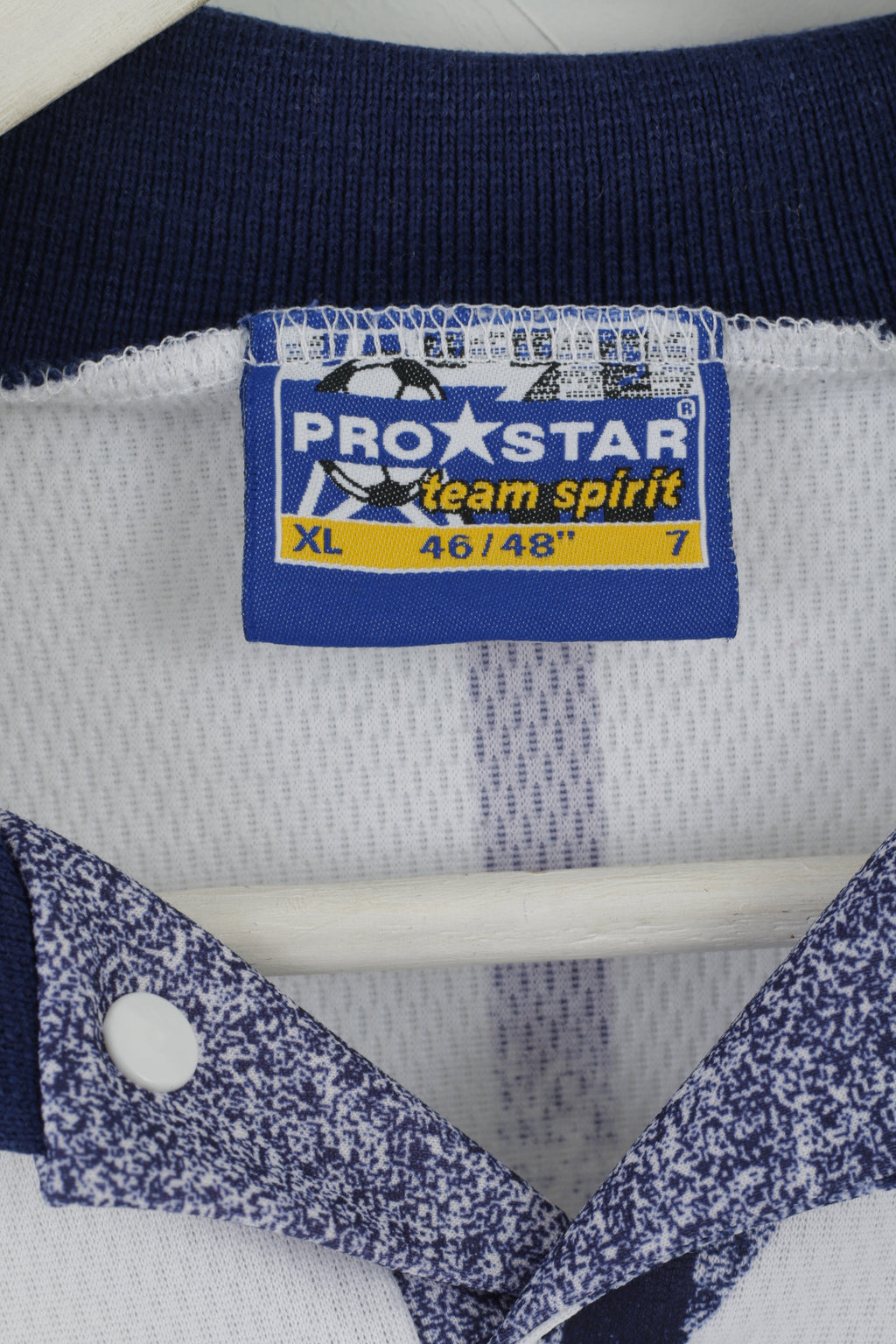 PROSTAR Team Spirit Men XL Polo Shirt White Football Long Sleeve Retro Top