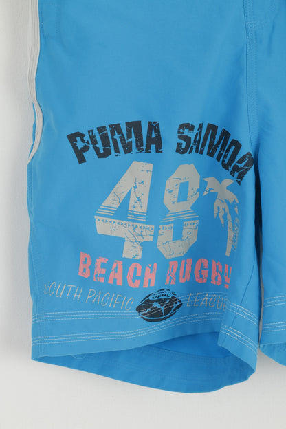 Puma Youth 16 Age 176 Shorts Turquoise Mesh Lined Beach Rugby Samoa