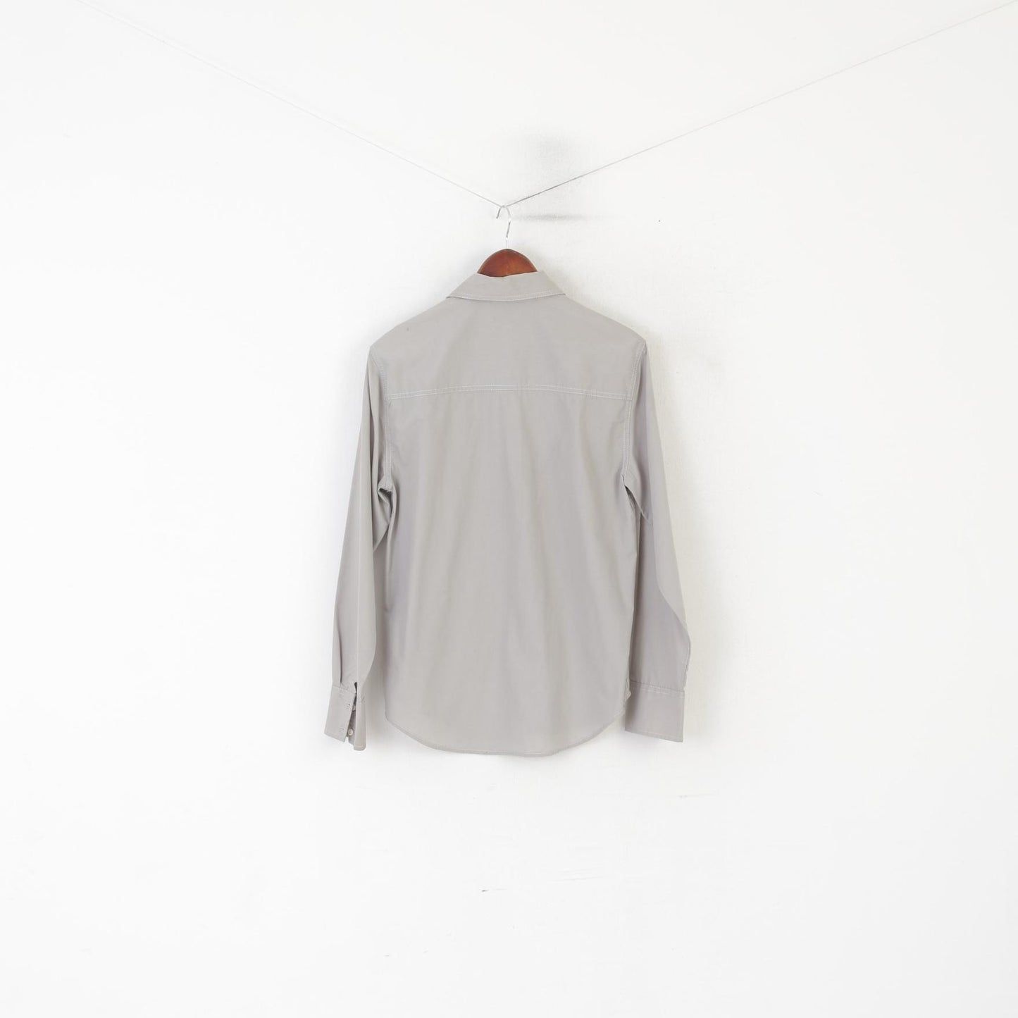 Levi's Signature Men S Casual Shirt Gray Cotton Custom Fit Long Sleeve Pocket Top