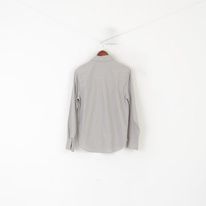 Levi's Signature Men S Casual Shirt Gray Cotton Custom Fit Long Sleeve Pocket Top