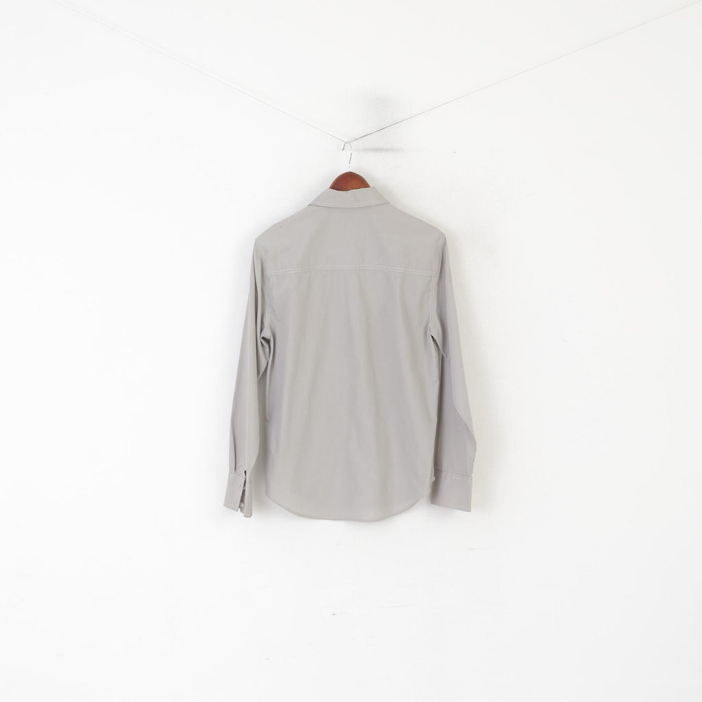 Levi's Signature Men S Casual Shirt Gray Cotton Custom Fit Long Sleeve Pocket Top