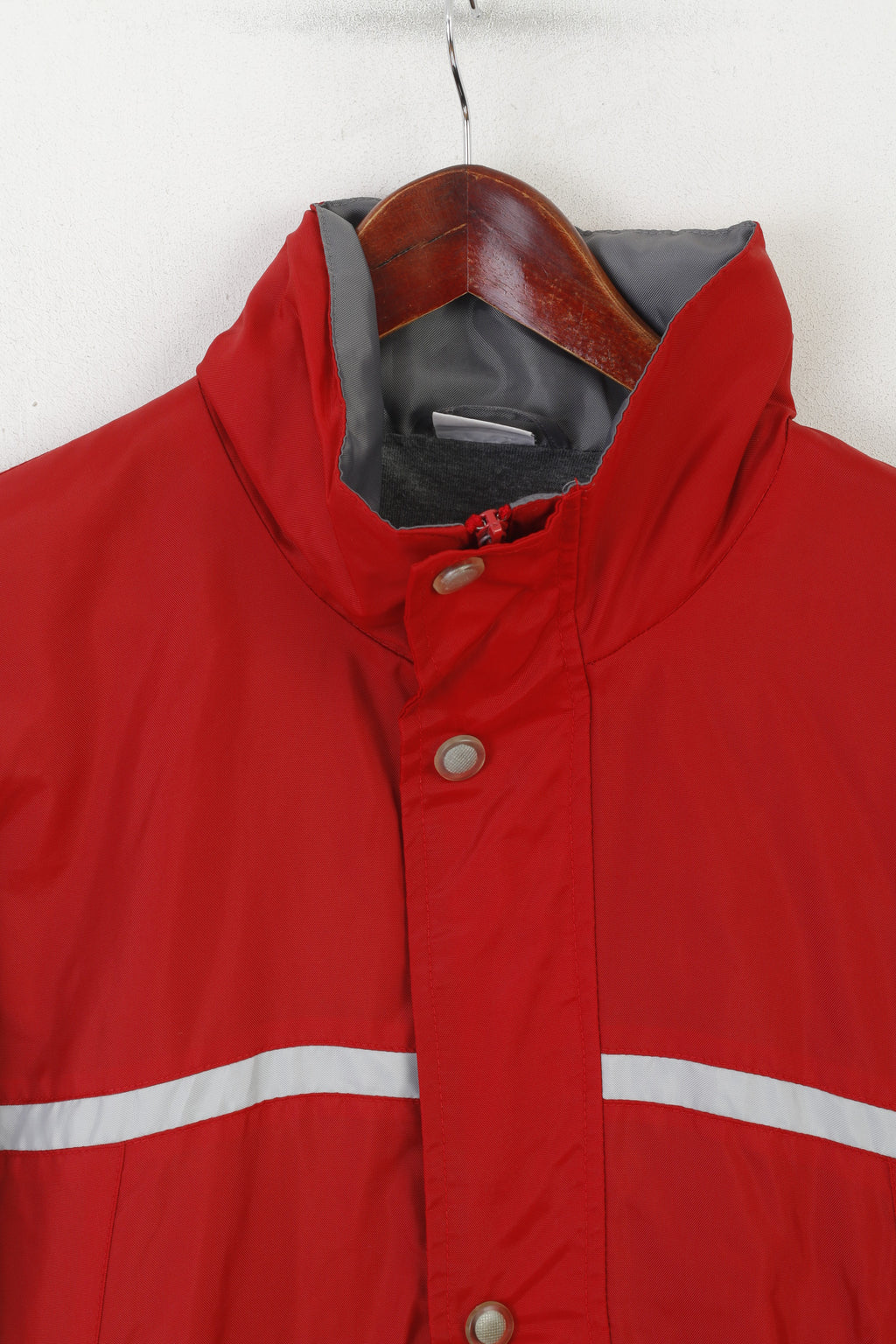 Shamp Men S Jacket Red Nylon Waterproof Vintage Full Zipper Hidden Hood Unisex Top