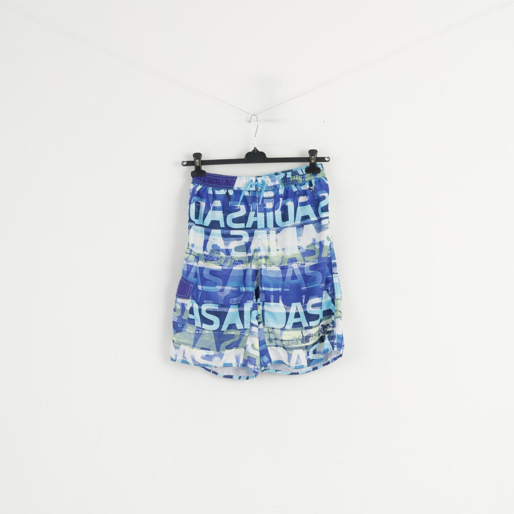 Adidas Youth 14 Âge 164 Short Bleu Maille Doublé Été Plage Poche Bermuda