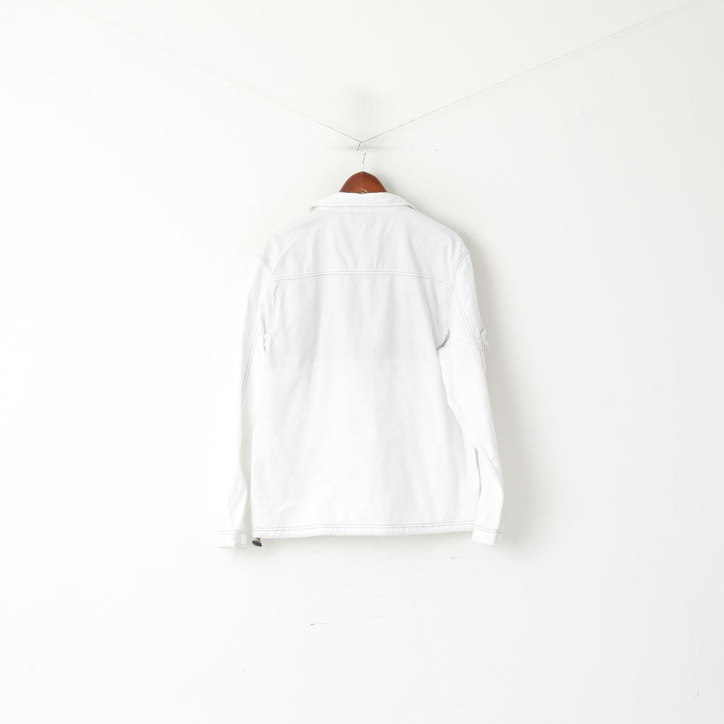 Reebok Hommes M Veste Blanc Coton NPC Newport Classique Zip Up Léger Vintage Top