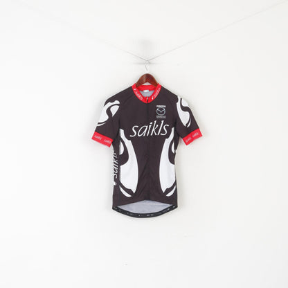 Saikls Men M Cycling Shirt Black Full Zip Sportswear Bike Wear Mazda Jersey Top