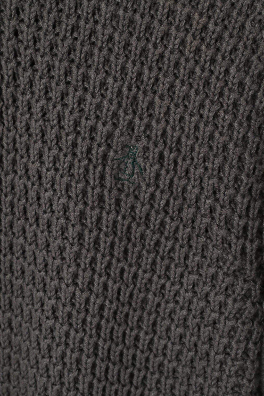 Original Penguin Men L Jumper Gris Coton Mélangé Tricot Zip Col Poches Pull