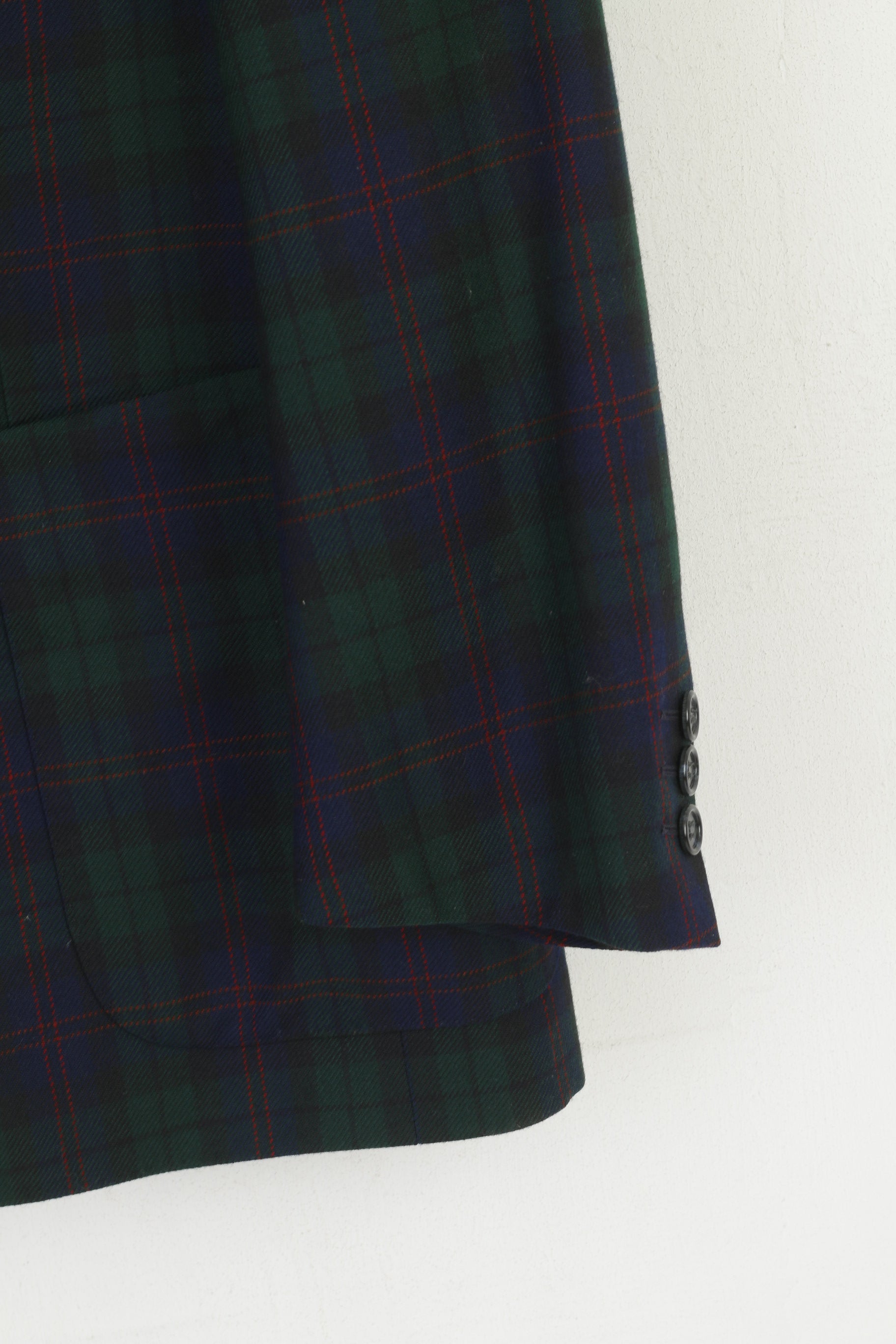 Reid & Taylor Scotland Men 50 40 Blazer Navy Checkered Wool Single Breasted Jacket