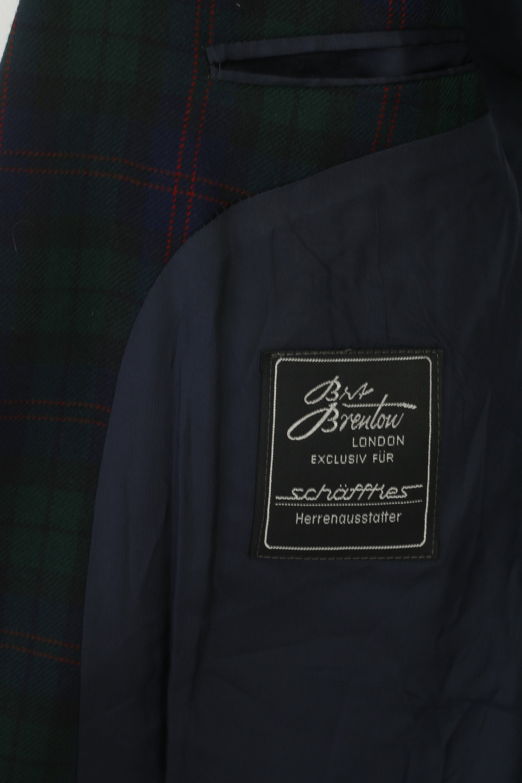 Reid & Taylor Scotland Men 50 40 Blazer Navy Checkered Wool Single Breasted Jacket