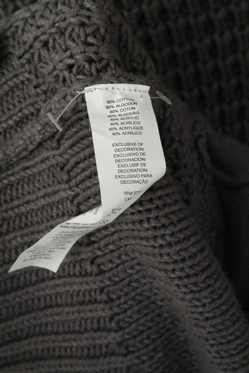 Original Penguin Men L Jumper Gris Coton Mélangé Tricot Zip Col Poches Pull