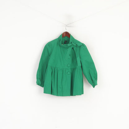 Topshop Women 10 S Jacket Green Baby Doll Cotton Corpped Elagant 3/4 Sleeve Top