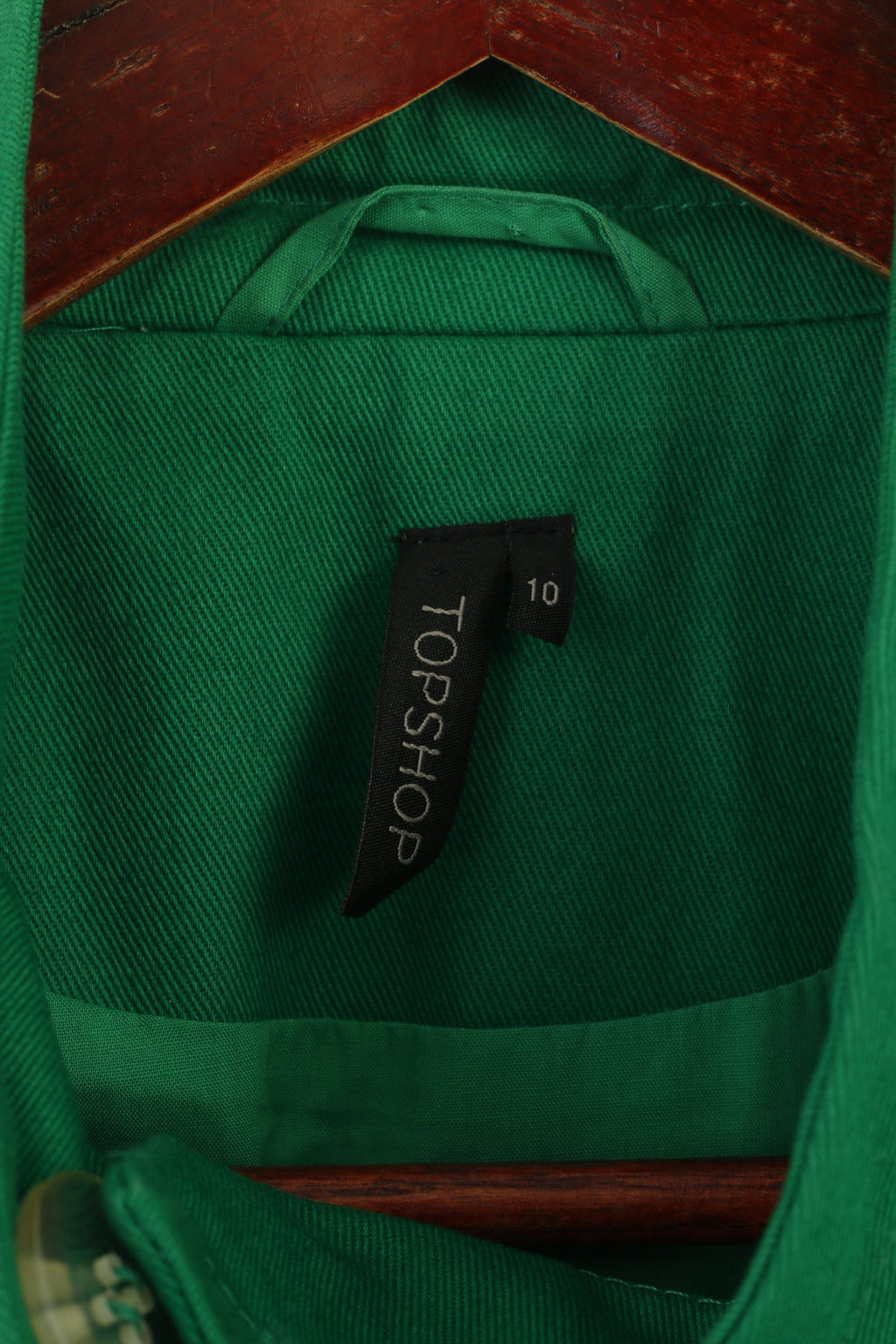 Topshop Women 10 S Jacket Green Baby Doll Cotton Corpped Elagant 3/4 Sleeve Top