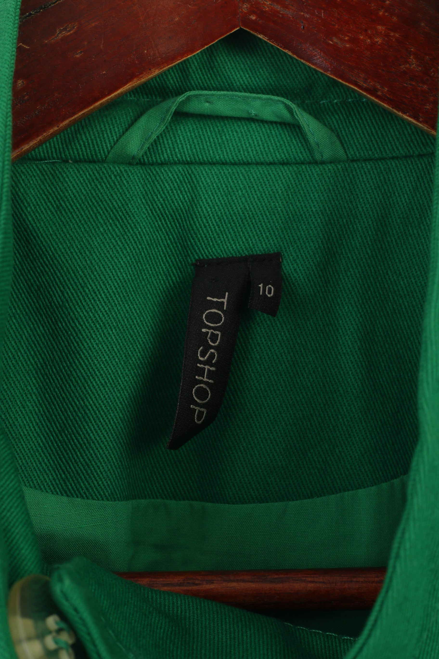 Topshop Women 10 S Jacket Green Baby Doll Cotton Corpped Elagant 3/4 Sleeve Top