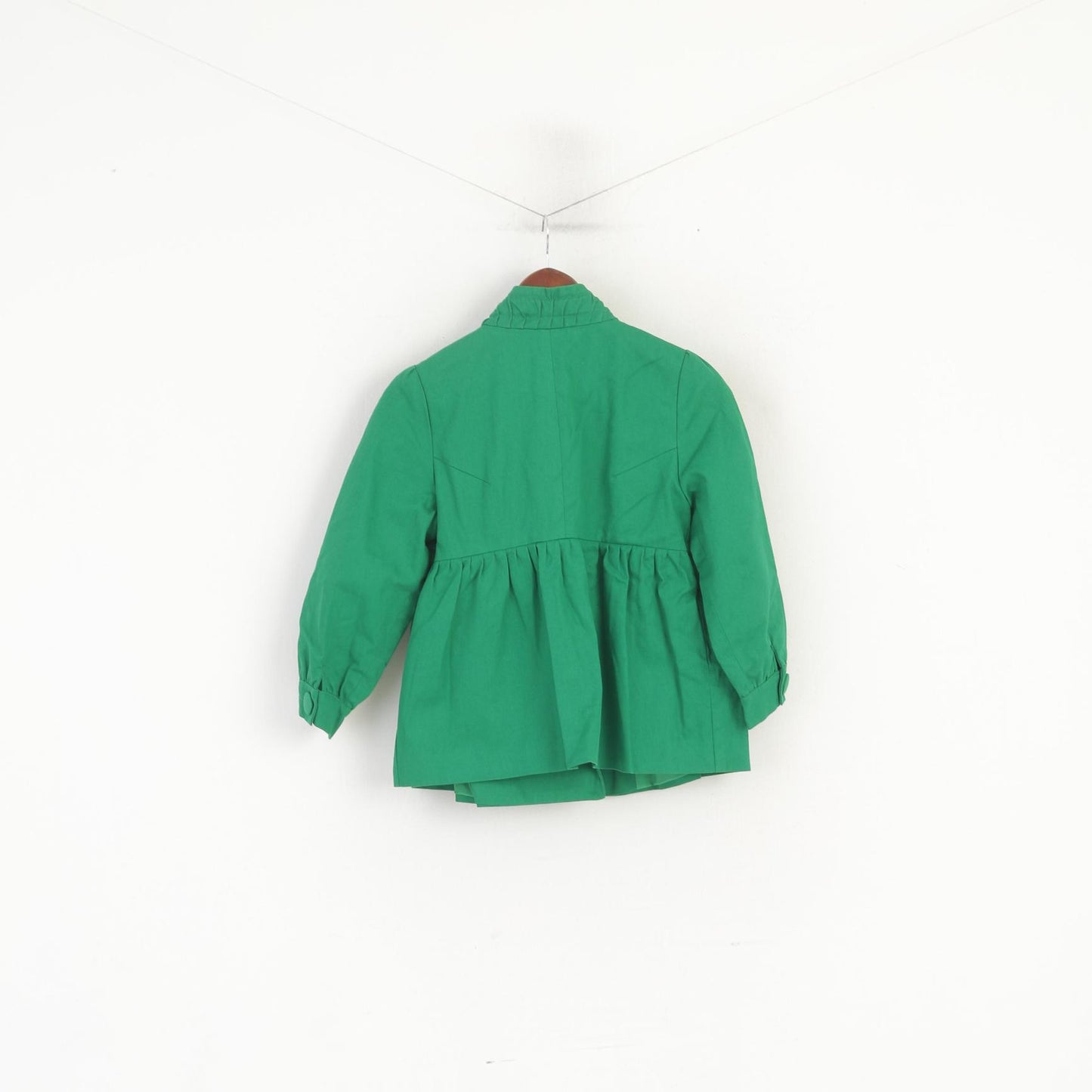 Topshop Women 10 S Jacket Green Baby Doll Cotton Corpped Elagant 3/4 Sleeve Top