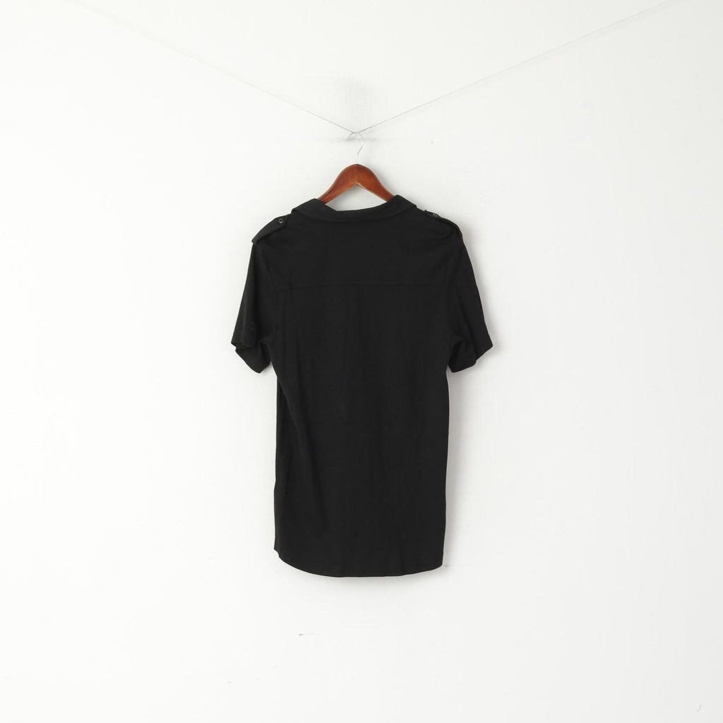 Kenneth Cole New York Hommes M Chemise décontractée Noir Coton Modal Boutonné Haut Uni