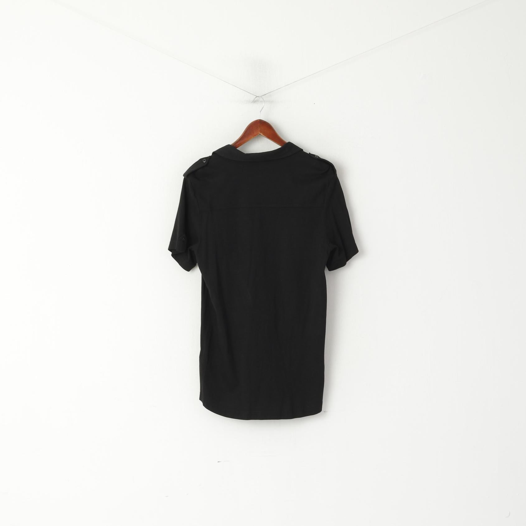 Kenneth Cole New York Hommes M Chemise décontractée Noir Coton Modal Boutonné Haut Uni