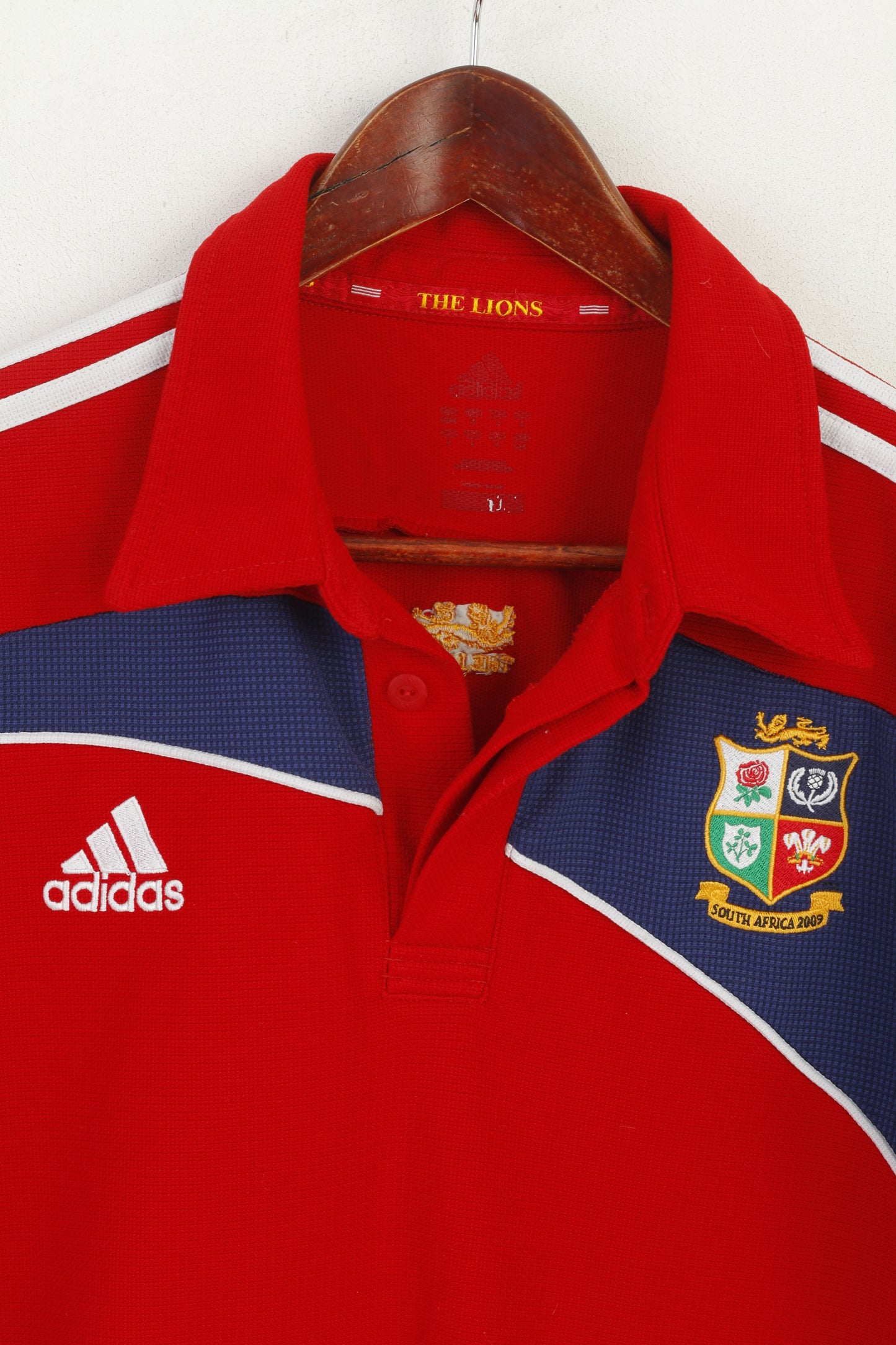 Adidas Men M Shirt Red The Lions South Africa 2009 Rugby Jersey Sport Top