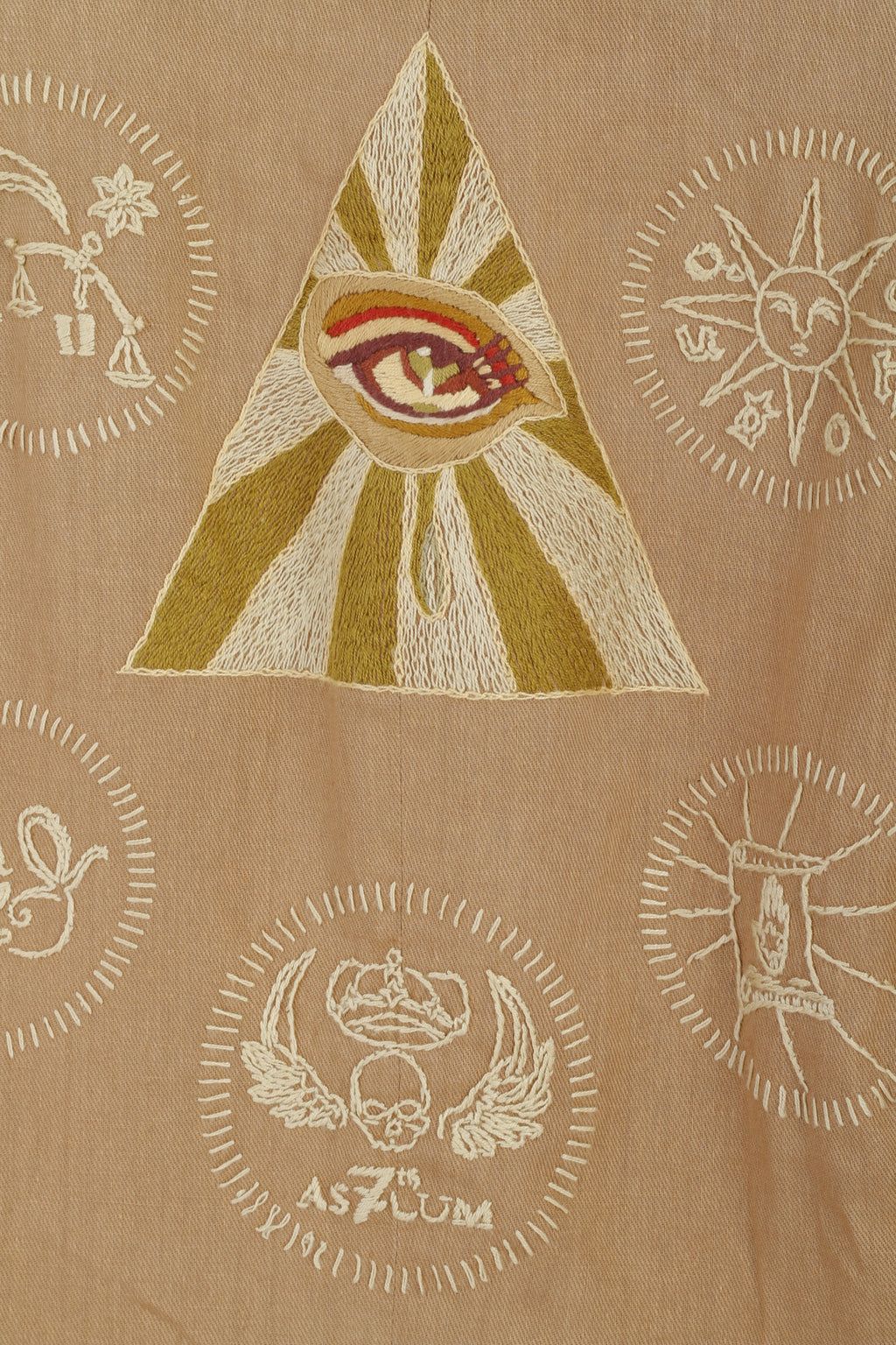 As 7 Th Lum Mens 40 S Blazer Beige Linen Cotton Blend Emroidered Jacket