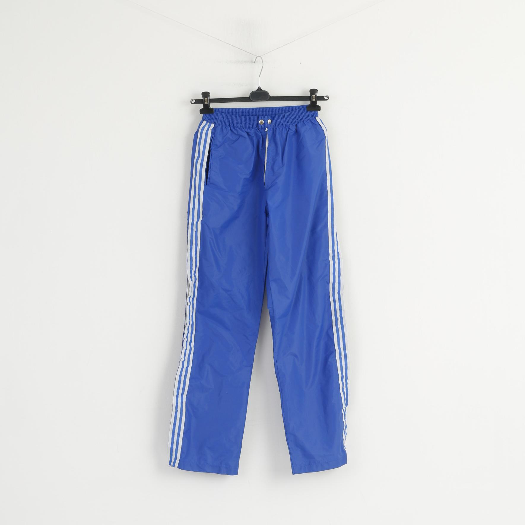 Adidas Youth 14 Age Trousers Blue 100% Nylon Waterproof Zip Leg Bottoms