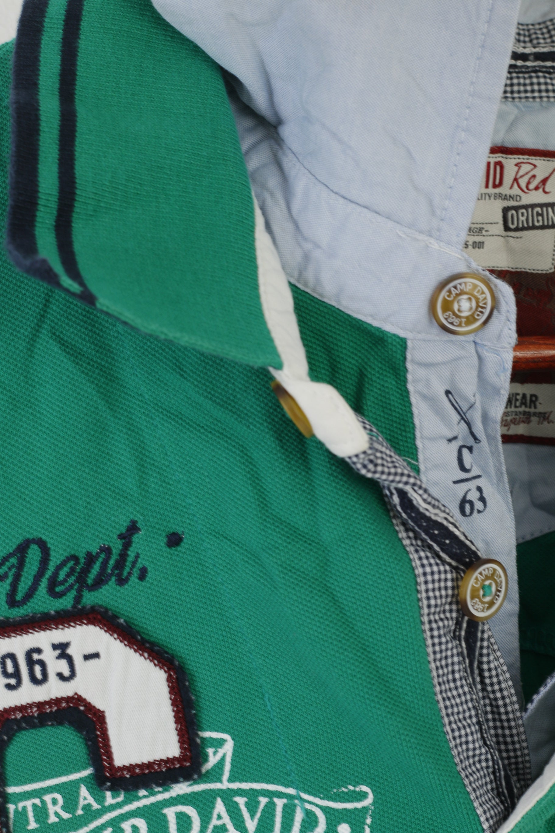 Camp David Rouge Homme L Polo Vert Coton NY East Drive Brodé Haut