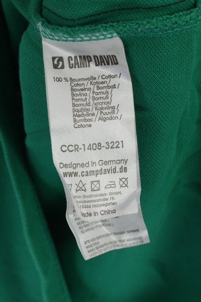 Camp David Red Men L Polo Shirt Green Cotton NY East Drive Embroidered Top