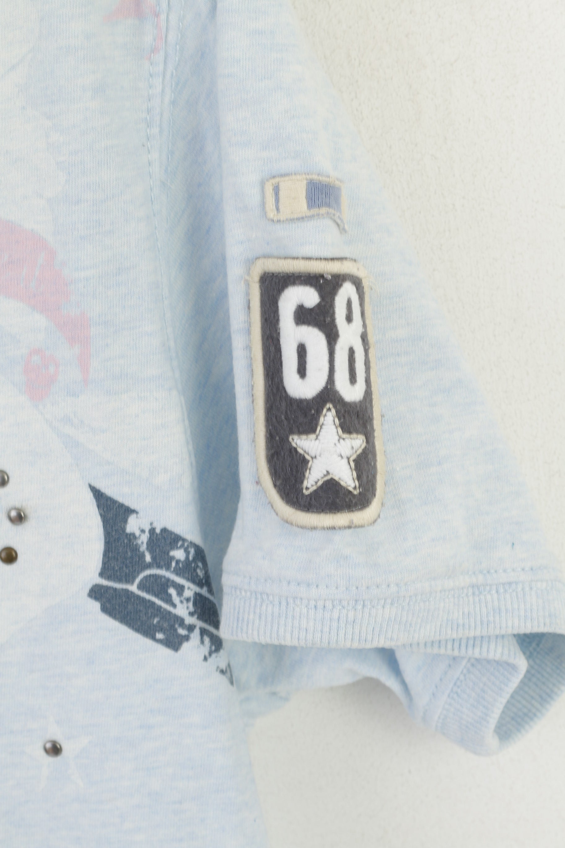 AirForce Men L (M) Chemise Bleu Coton Col V 10 Anniversaire Freedom Top