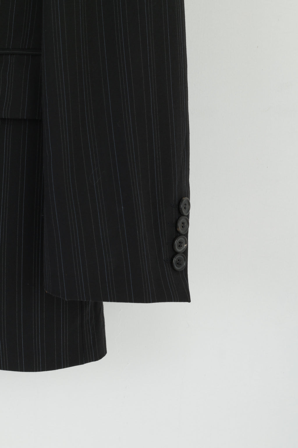 Hugo Boss Men 102 40 Suit Black Striped Wool Elegant Flynn/Vegas