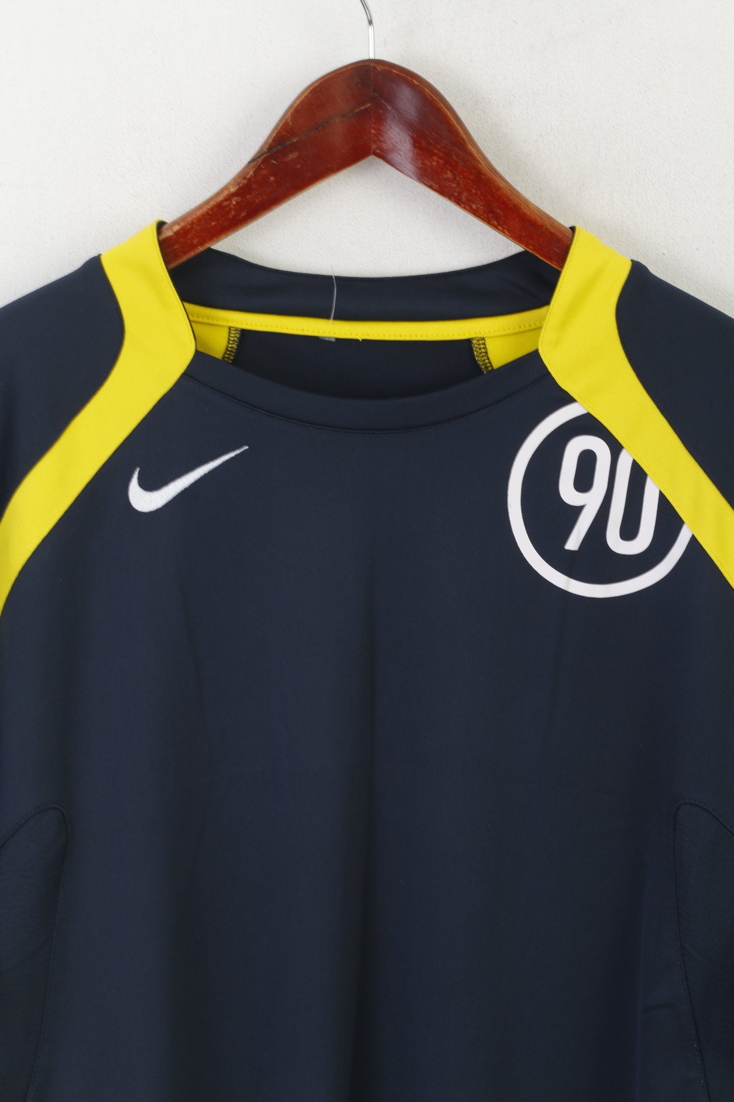 Nike Men L 183 Shirt Navy Dri-Fit Football Training Sportswear Jersey Vintage Top