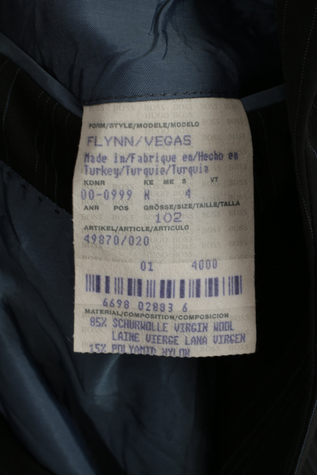 Hugo Boss Men 102 40 Suit Black Striped Wool Elegant Flynn/Vegas