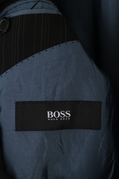 Hugo Boss Men 102 40 Suit Black Striped Wool Elegant Flynn/Vegas
