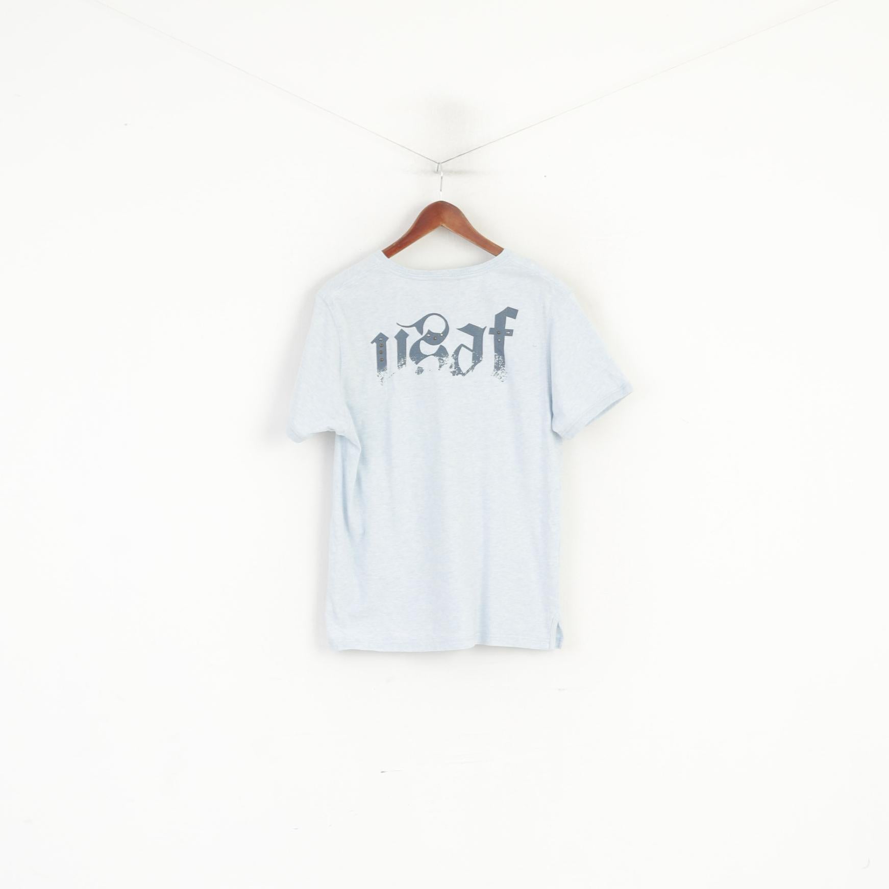 AirForce Men L (M) Chemise Bleu Coton Col V 10 Anniversaire Freedom Top