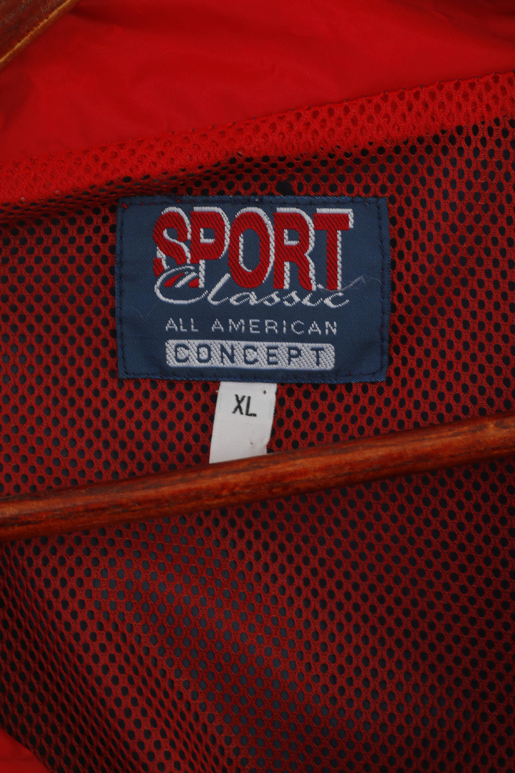 Sport Classic Men XL Jacket Red Vintage Nylon Waterproof Hooded American Concept Top