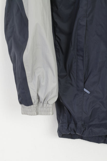 Adidas Boys 14 Age 164 Jacket Navy Grey Nylon Rainproof Hooded Zip Up Top