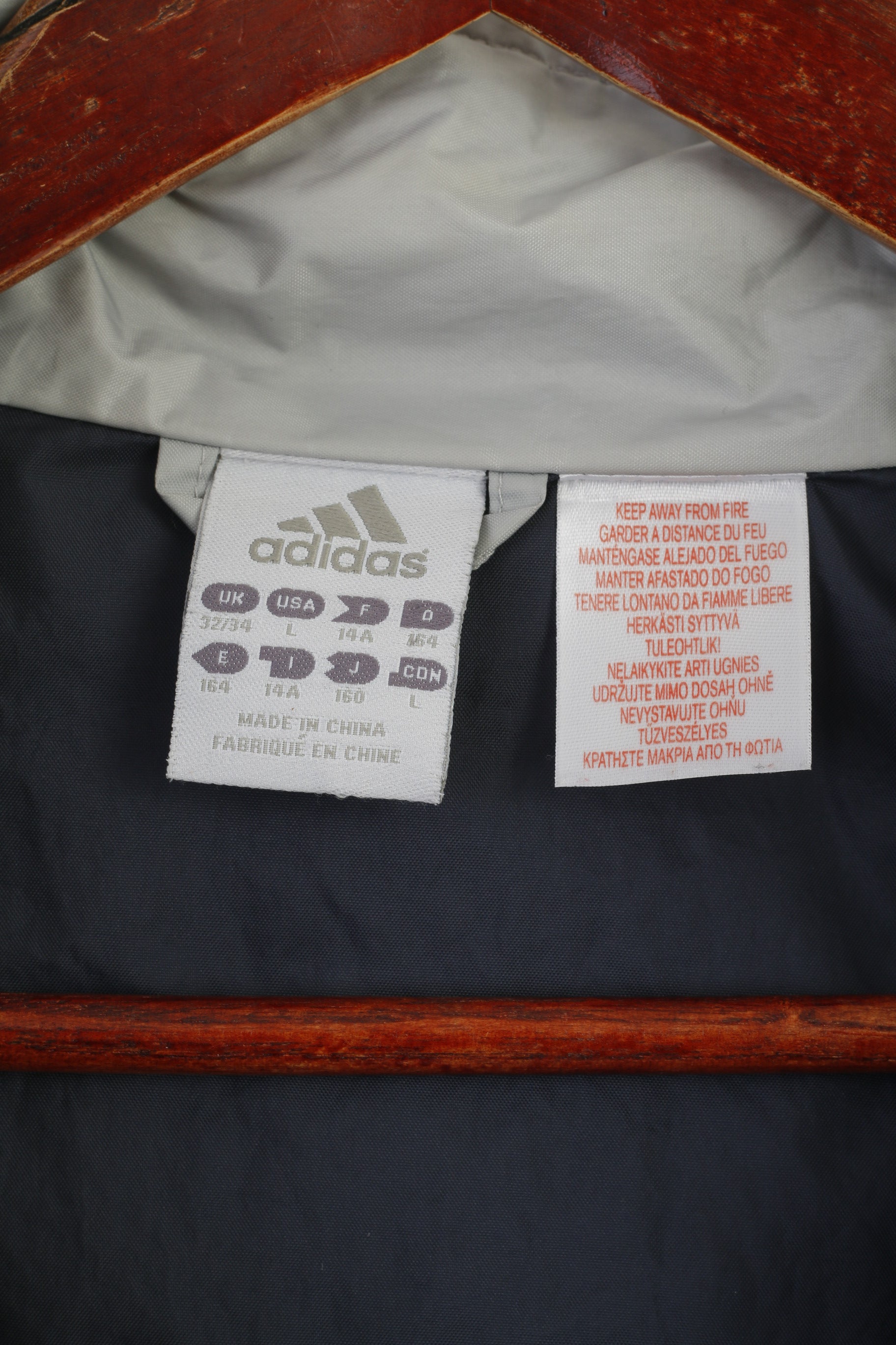 Adidas Veste à capuche imperméable en nylon gris marine pour garçon 14 ans 164 ans