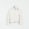 Superdry Womens S Jacket Cream Nylon 3 Zippers Lightweight Top