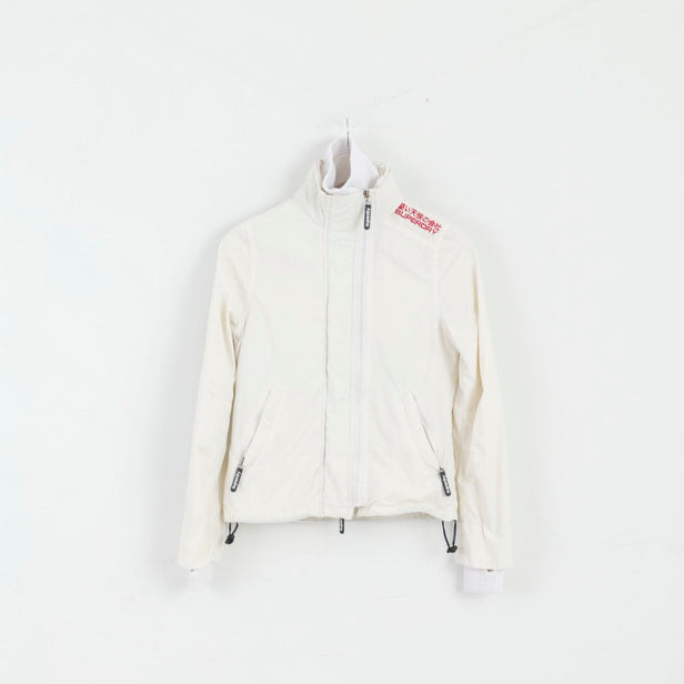Superdry Veste S Femme Crème Nylon 3 Fermetures éclair Haut Léger