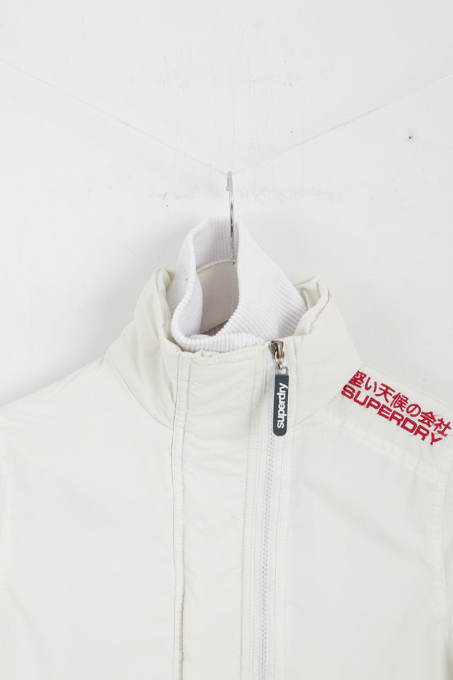 Superdry Veste S Femme Crème Nylon 3 Fermetures éclair Haut Léger