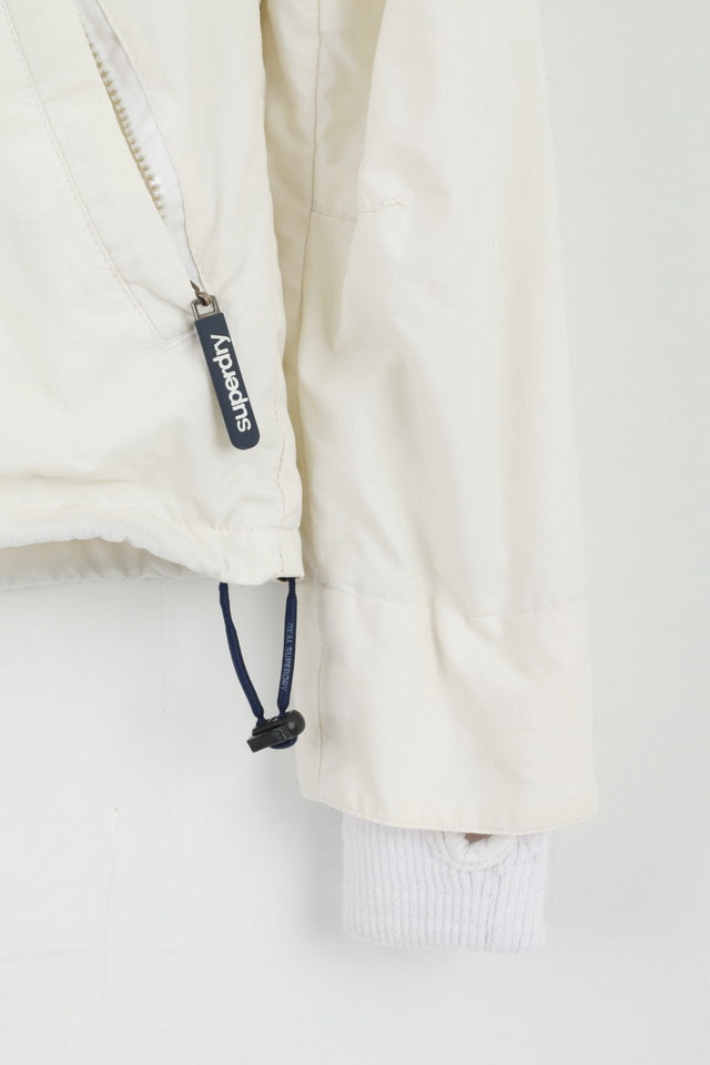 Superdry Veste S Femme Crème Nylon 3 Fermetures éclair Haut Léger