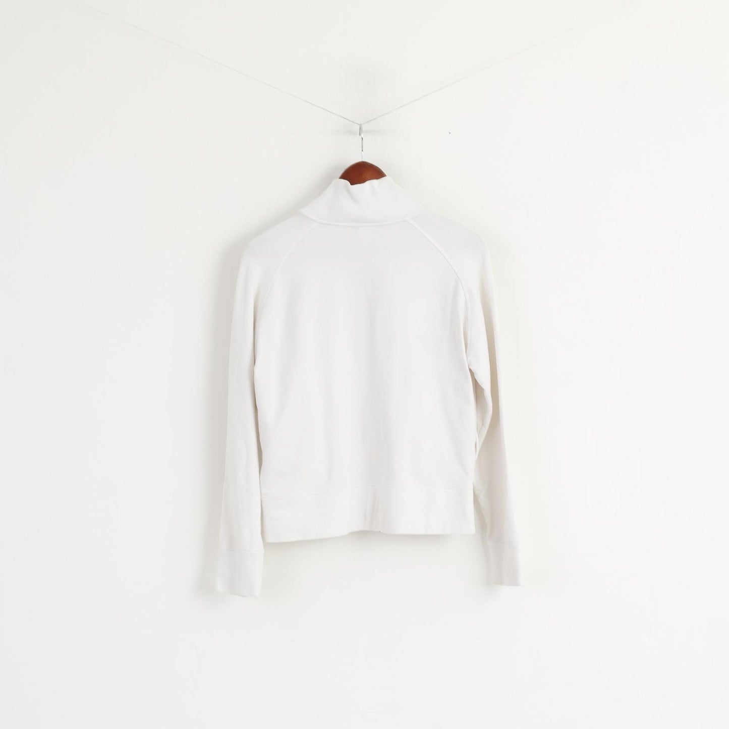 Reebok Women 16 42 L Sweatshirt White Cotton Full Zipper Classic Retro Cropped Top