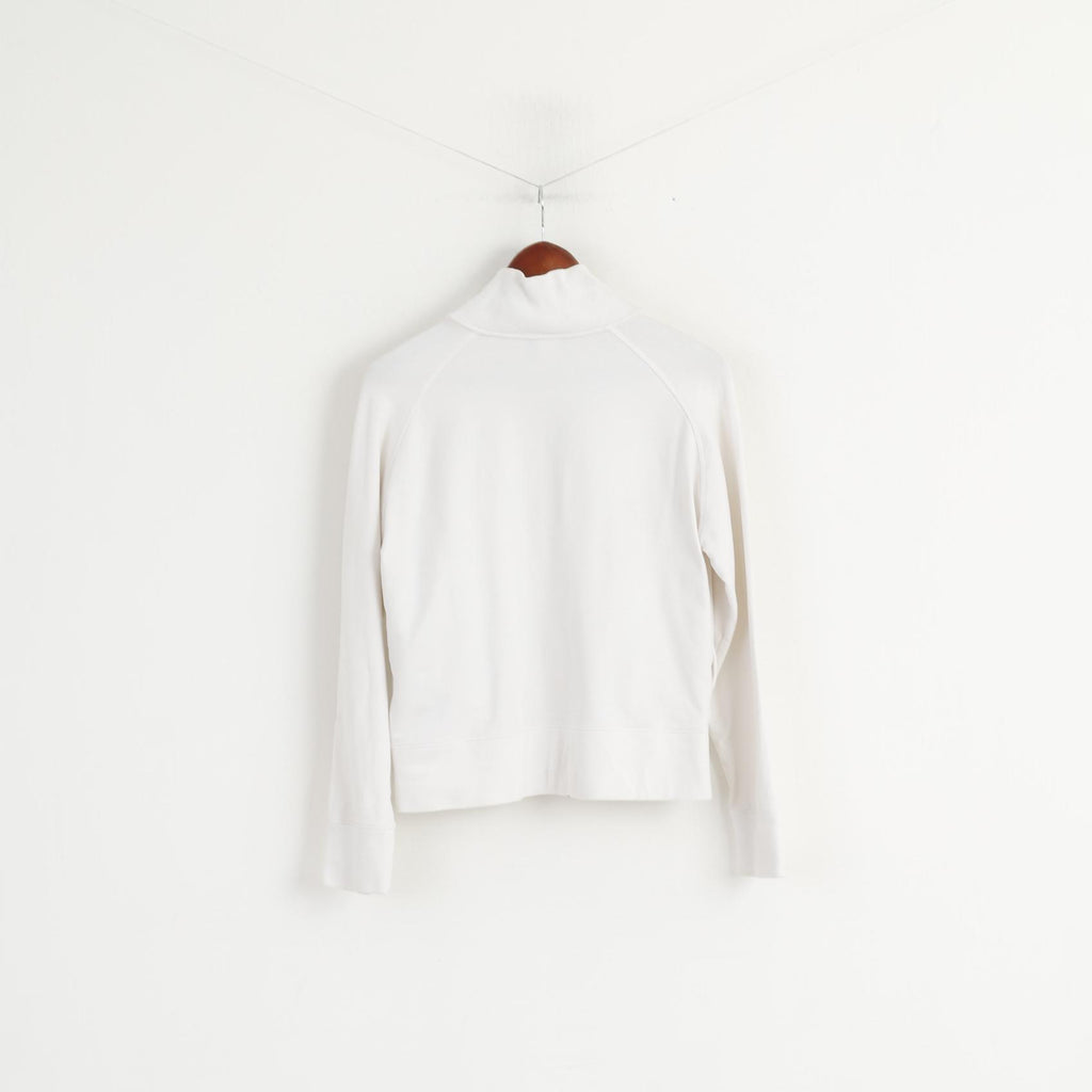 Reebok Femmes 16 42 L Sweat Blanc Coton Fermeture Éclair Complète Classique Rétro Haut Court