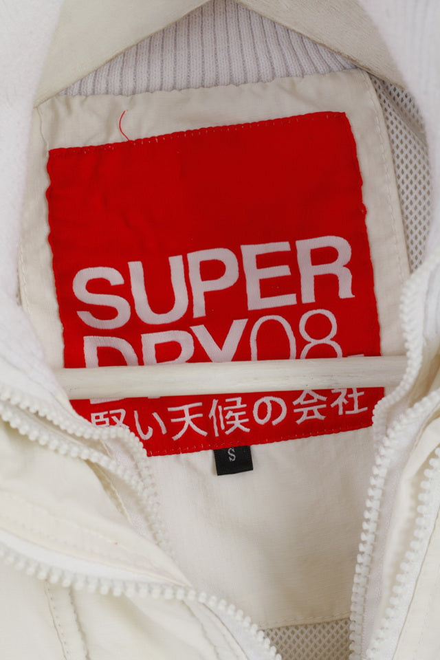 Superdry Veste S Femme Crème Nylon 3 Fermetures éclair Haut Léger