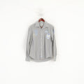 La Martina Men L (M) Casual Shirt Grey Striped Cotton Polo Buenos Aires Long Sleeve Top