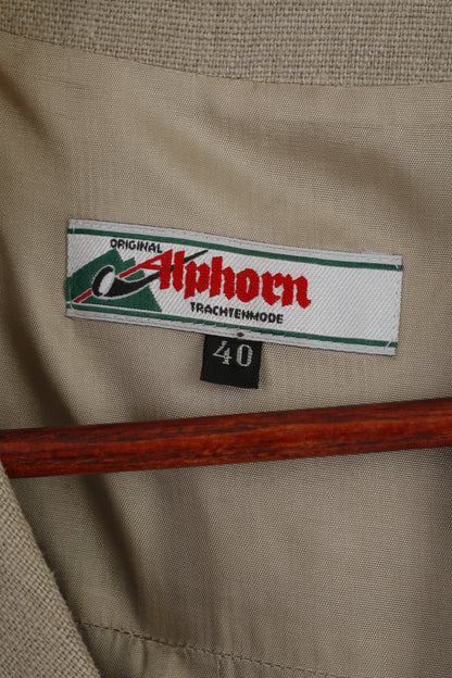 Alphorn Trachtenmode Women 40 L Waistcoat Beige 100% Linen Tyrol Vest